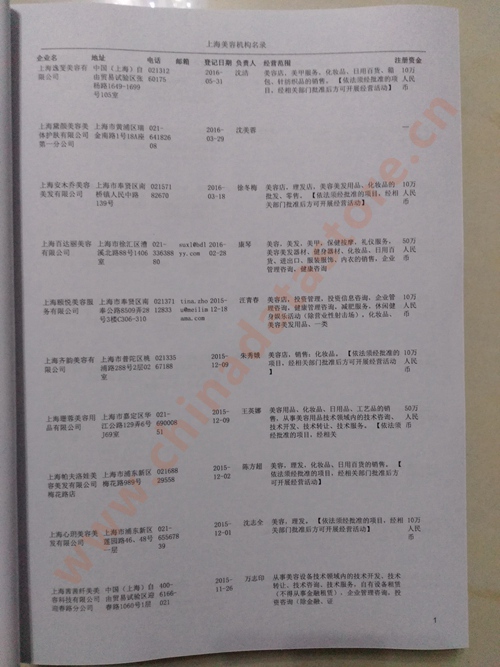 上海美容院企業(yè)黃頁收錄了最新的上海美容院企業(yè)名單，具有極高的營銷價值，實實在在提高銷售業(yè)績
